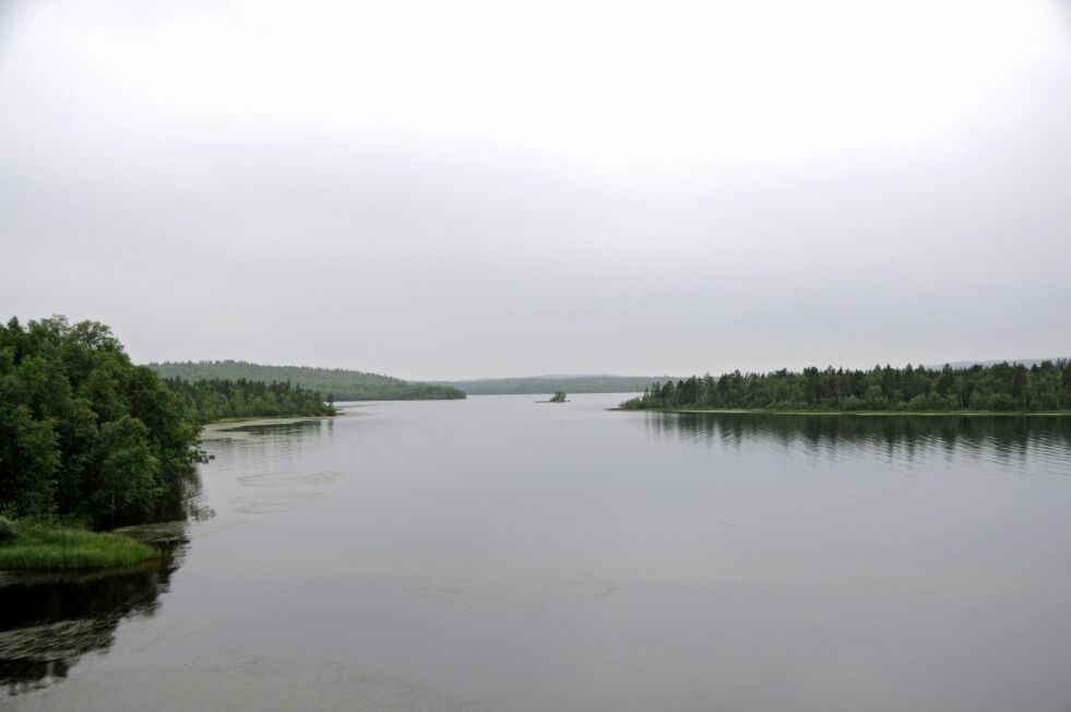 Vannmagasinene i Pasvikelva er nå bredfulle. Dette bildet er tatt i Russland mellom Skoltefossdemninga og Holmfoss.
 Foto: Hallgeir Henriksen
