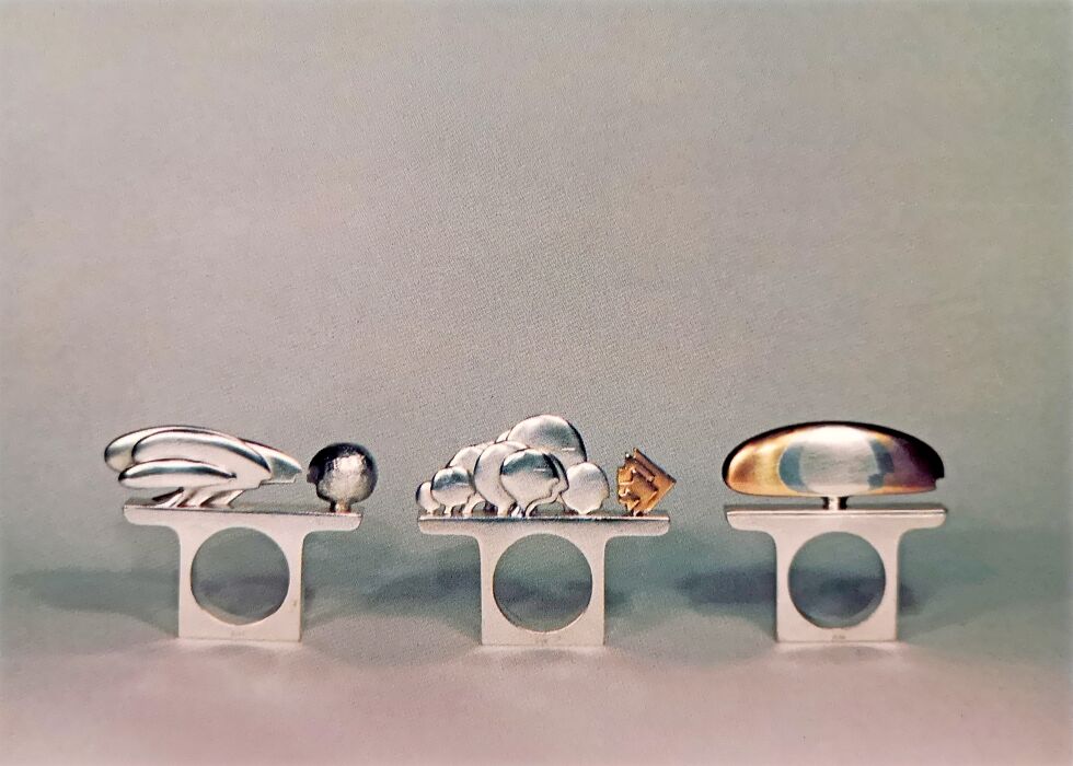 Småskulpturer i sølv, kobber, messing, og jern kalt «Situasjoner fra hverdagsliv II» av Peter Rust, mottaker av kunstnerstipend for årene 2015-2018.
 Foto: Peter Rust