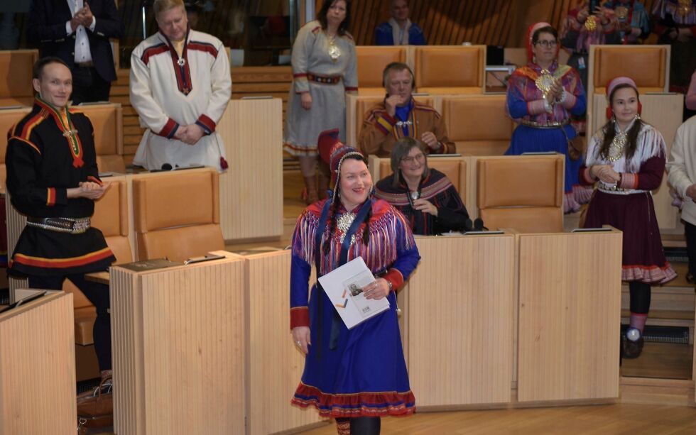 Her er Silje Muotka nettopp valgt til ny sametingspresident.
 Foto: Lars Birger Persen