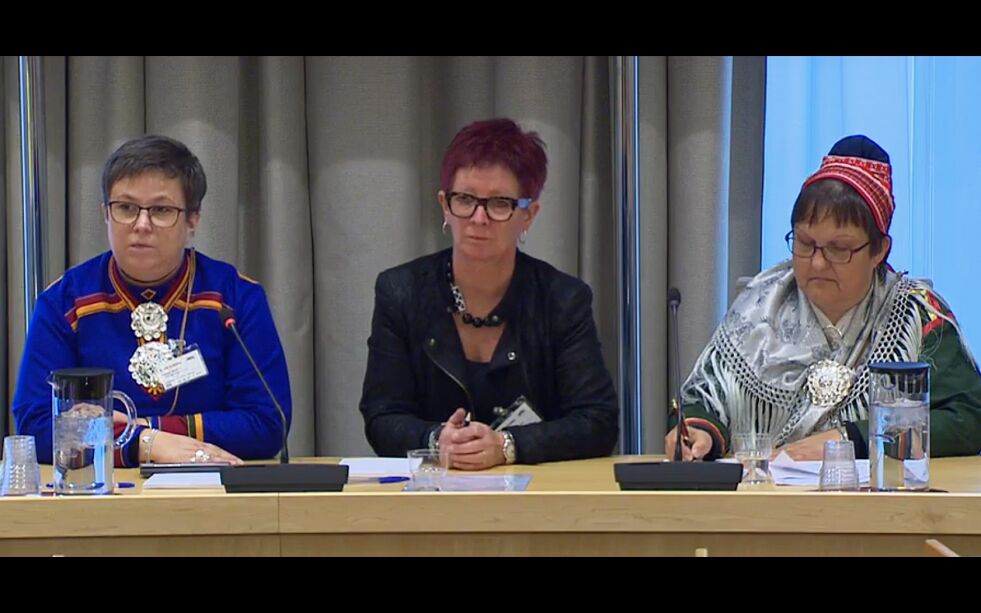 Birgitta Fossum (Saemien Sijte), Liv Ramskjær (Norges museumsforbund) og Marit Myrvoll (Samisk museumslag) hadde samme budskap.
 Foto: Stortingets nettstream