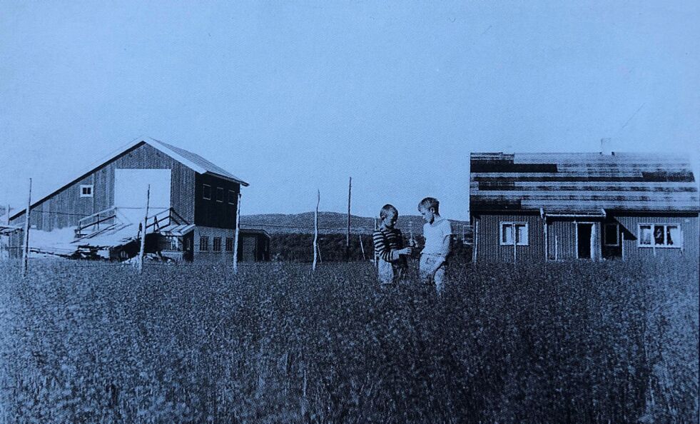 Her ser vi brødrene Wille og Finn Wartiainen på gården en fin sommerdag like etter 1950 da gården Viljestad var ganske nybygd. Begge foto: Privat