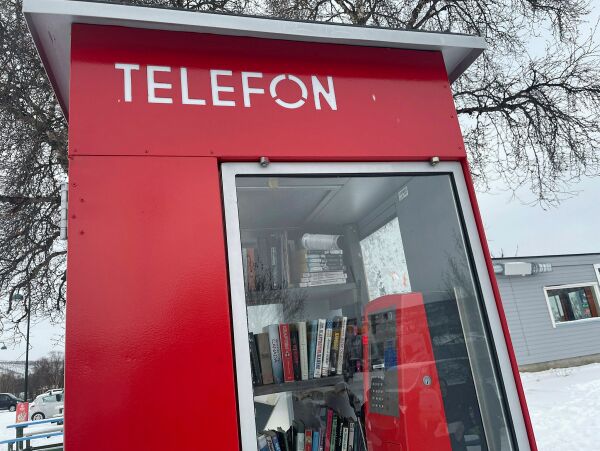 Her er det bare å hente bøker og sette seg ved peisen