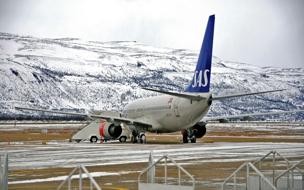 SAS-fly på Lakselv lufthavn, Banak.
 Foto: Marius Thorsen