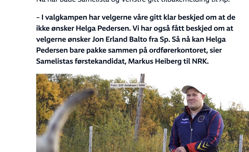 Skjermdump fra NRK Sápmi