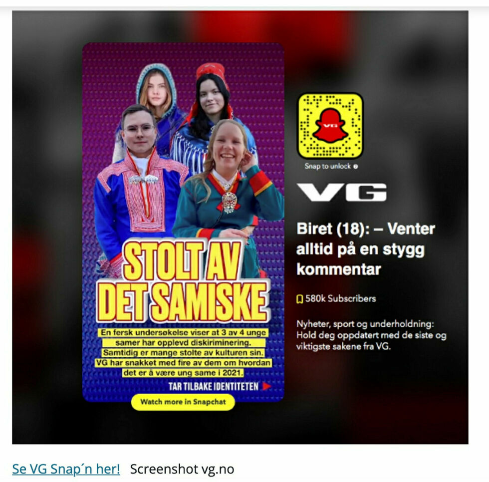 Dette er virkeligheten for 95 % av samisk ungdom
 Foto: Skjermdump UiT