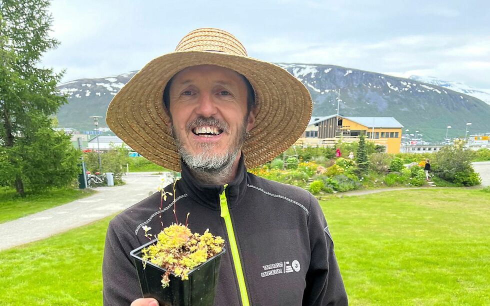 Martin Hajman fra Tromsø arktisk-alpine botaniske hage vil dele kunnskap, tips og triks til hva du kan gjøre i din arktiske hage.
 Foto: Elin M. Wersland