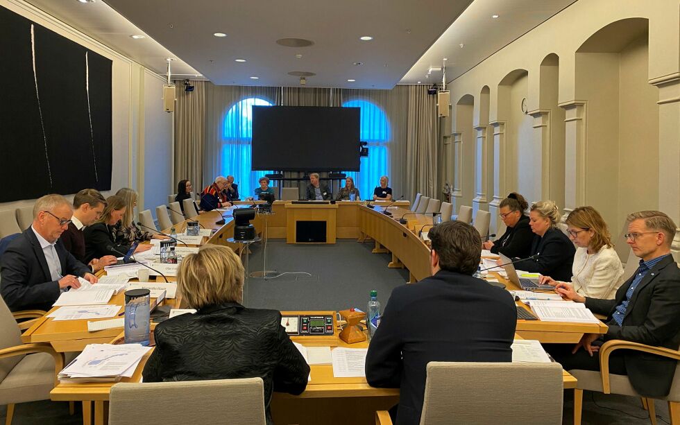 Høring i Stortingets familie- og kulturkomité. Kari Lisbeth Hermansen og Geir Wulff fra Sálas bakerst til venstre, noe satt på sidelinja.
 Foto: Geir Hus, LLA