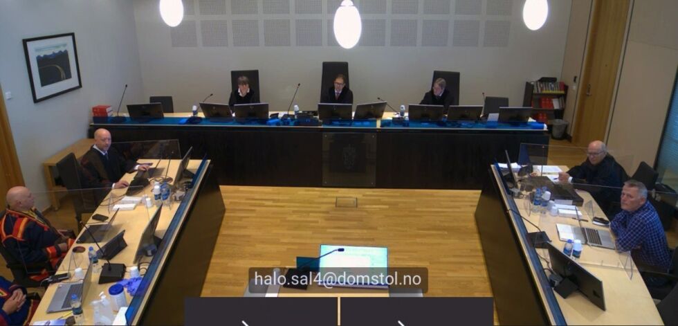 Rettssaken i Hålogaland lagmannsrett ble vist digitalt.
 Foto: Skjermbilde