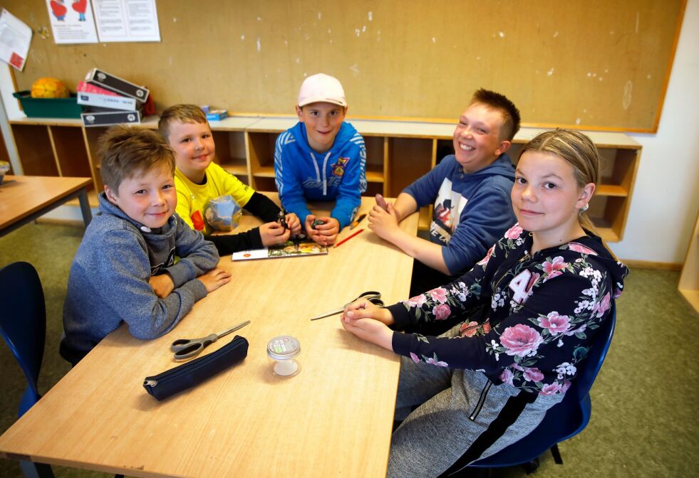 Det er både sosialt, morsomt og lærerikt å delta på sommerskole. Fra høyre ser vi Mia Maylén Balto, Mats Arne Balto, Tom Edvard Balto, Sebastian Aslaksen og Nils Mathias Boine.
 Foto: June  Helén Bjørnback