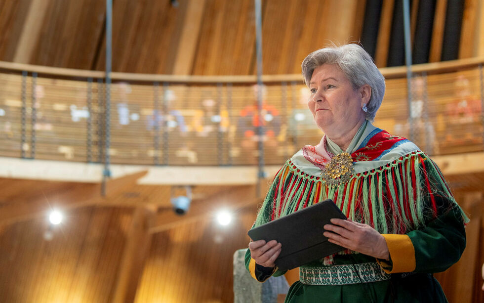 Sametingsråd Elisabeth Erke (Senterpartiet) har reist over dammen for å tale urfolkskvinners sak.
 Foto: Cecilie Bergan Stuedal