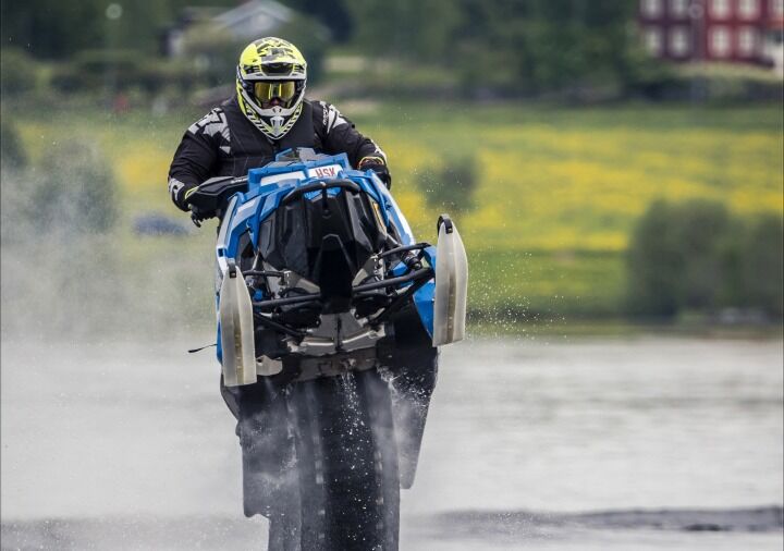 Morten Blien vant sesongdebuten i watrecross i Bollnäs i Sverige i helga. Og han lover revansje om noen sletter rekorden hans fra 2015.
 Foto: Lars Mårtensson