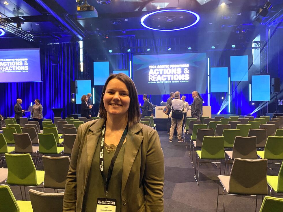 Prosjektleder i Sápmi Næringshage,  Anja Tellervo Hansen, er på plass i Tromsø under Arctic Frontiers.
 Foto: Privat