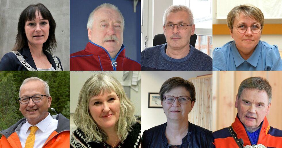 Ordførere for SAMINOR: Monica Nielsen (Ap) i Alta kommune, Hans Isak Olsen (Kautokeino Fastboendes Liste) i Kautokeino kommune, Terje Wikstrøm (Ap) i Hammerfest kommune, Aina Borch (Ap) i Porsanger kommune, Terje Bartholsen (Ap) i Evenes kommune, Hege Myrseth Rollmoen (Ap) i Lavangen kommune, Helene Berg Nilsen (Ap) i Tjeldsund kommune og Svein Atle Somby (Ap) i Karasjok kommune. (Foto: Rita Heitmann, Cecilie Ditløvsen, Sara Olaussen)