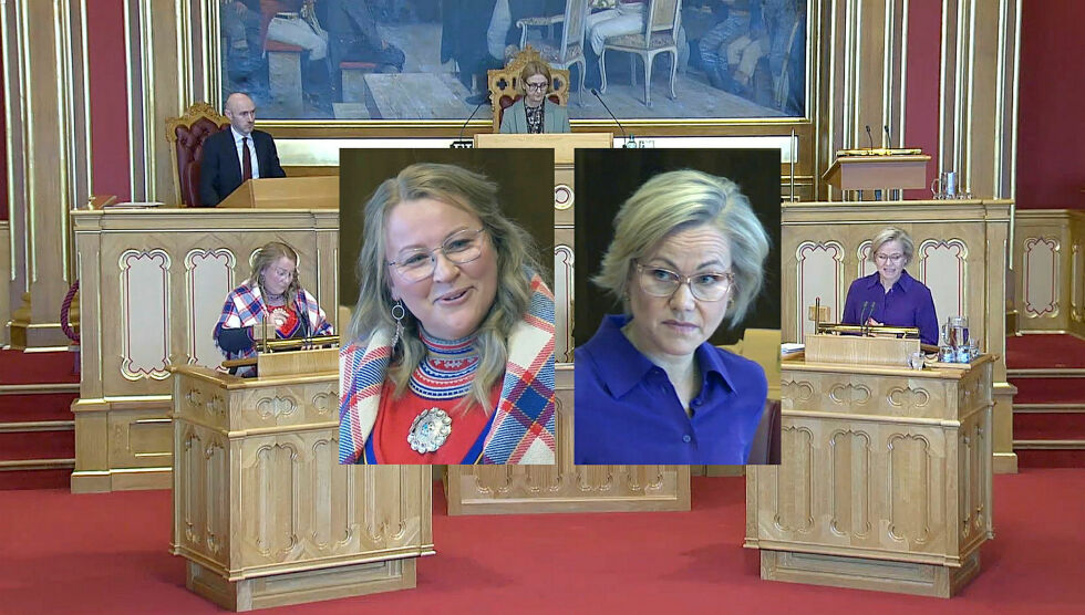 Første vara til Stortinget for SV i Sør-Trøndelag, Hilde Marie Gaebpie Danielsen og helse- og omsorgsminister Ingvild Kjerkol (Ap) var mye enig, men ikke om ansvaret.
 Foto: Skjermbilde fra stortinget.no