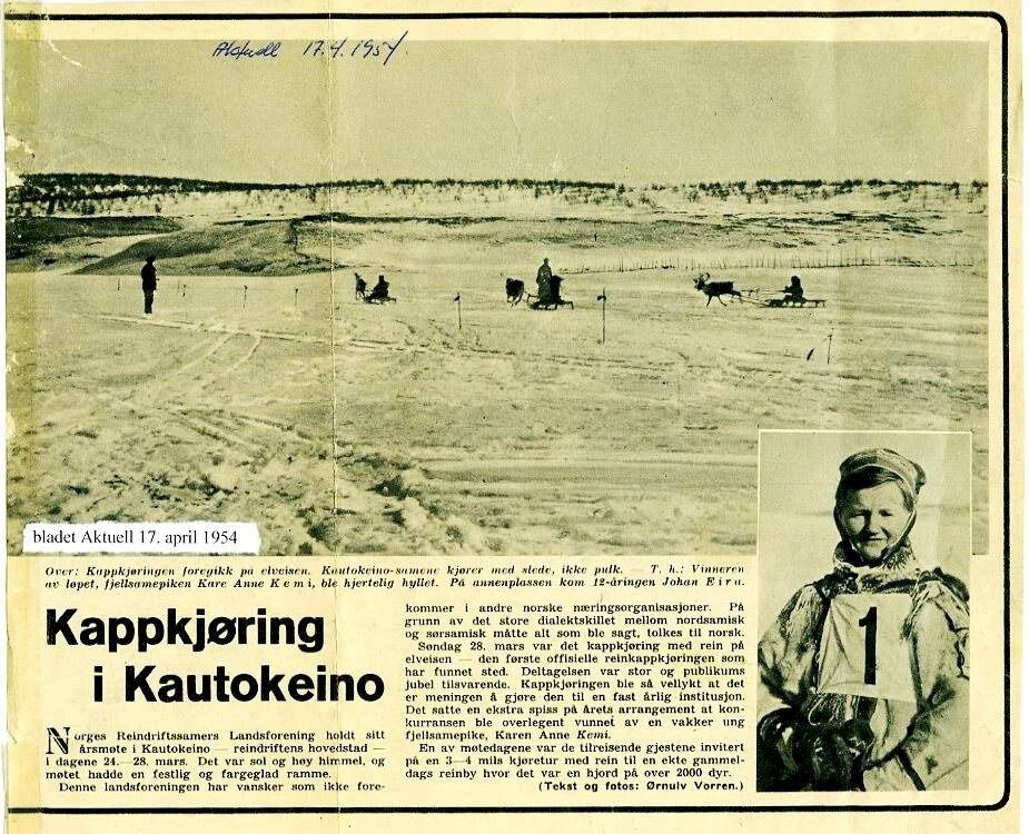 Det første løpet med tidtaking ble vunnet av Karen Anne Kemi Sara fra Maze, året 1954.
 Foto: Pressefoto