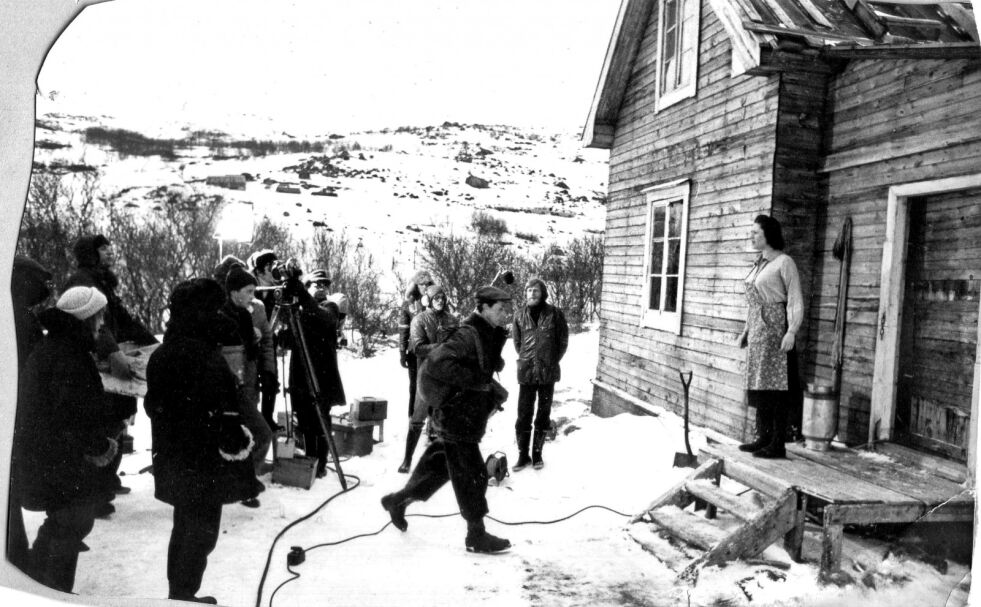 Bilde tatt under innspillinga av filmen «Under en steinhimmel» fra 1973.