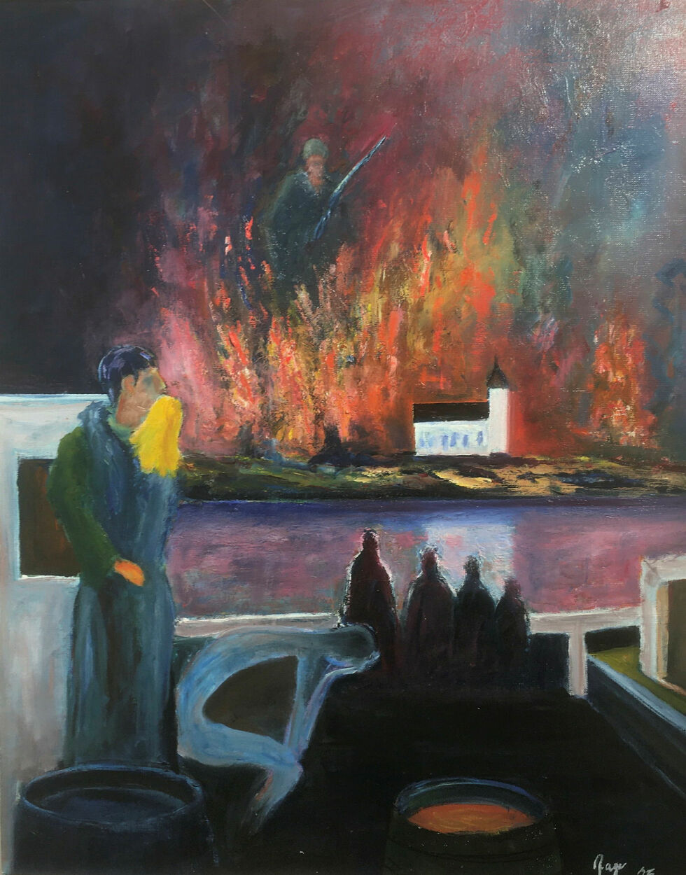 «1944 Finnmark brenner». Maleri av Aage Loe Olsen
 Foto: Jan Tore Larsjord