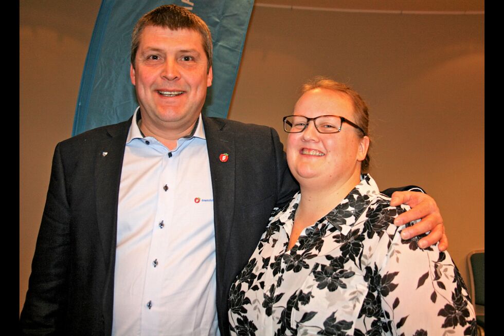 Bengt Rune Strifeldt og Monica Hauge Stiansen skal fronte FrP i valgkampen.
 Foto: Bjørn Hildonen