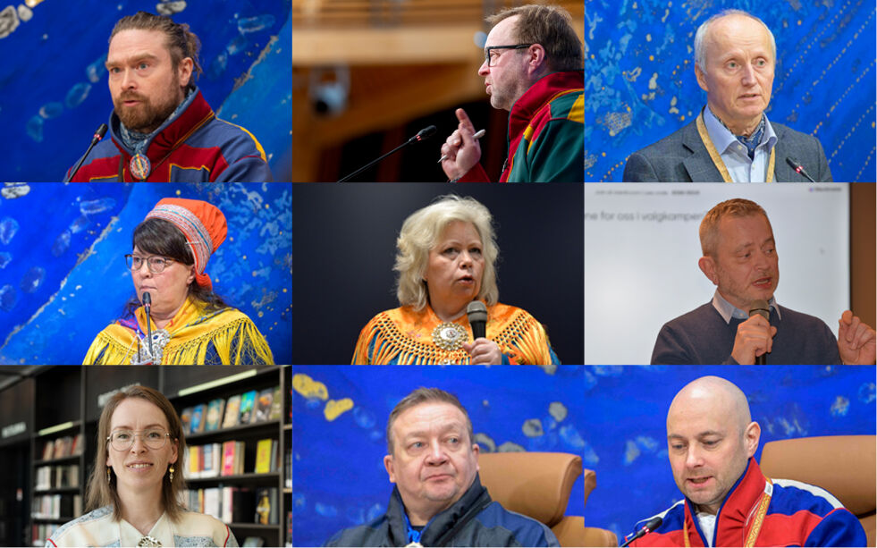Saksordførerne i neste plenumsmøte: Beaska Niillas, Jørn Are Gaski, Knut Einar Kristiansen, Berit Marie P. E. Eira, Vibeke Larsen, Ulf Tore Johansen, Hege Merete Somby, Tor Gunnar Nystad og Tom Sottinen.
 Foto: Cecilie B. Stuedal/Steinar Solaas/Tiril Guttorm