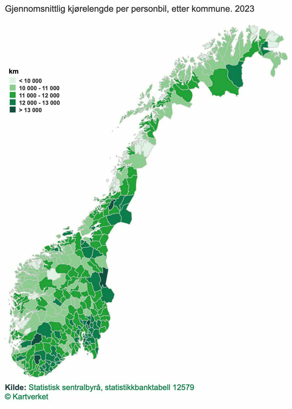 Distrikts-Norge kjører mest bil av forståelige grunner.
 Foto: Skjermdump SSB