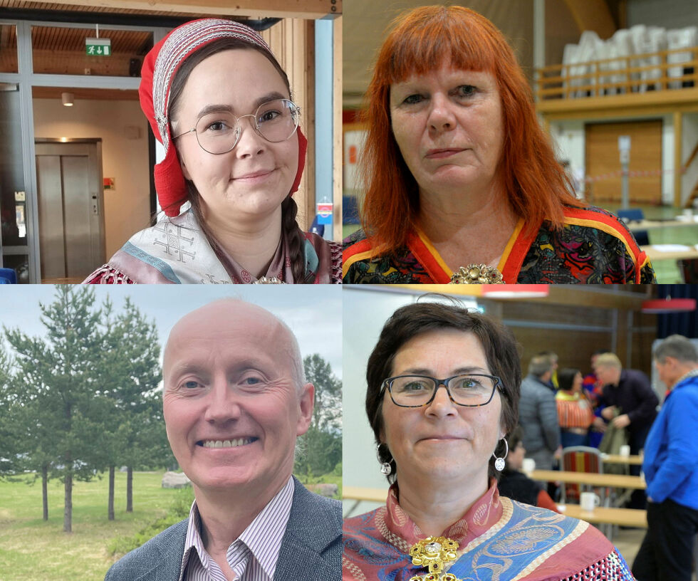 Maren Benedicte Nystad Storslett (NSR), øverst til venstre, er saksordfører, Ann-Britt Eira Sara (Ap), nederst til høyre er skyggesaksordfører. Ann Finbog representerer Samefolkets parti og Knut Einar Kristiansen Nordkalottfolket.
 Foto: Steinar Solaas og pressefoto