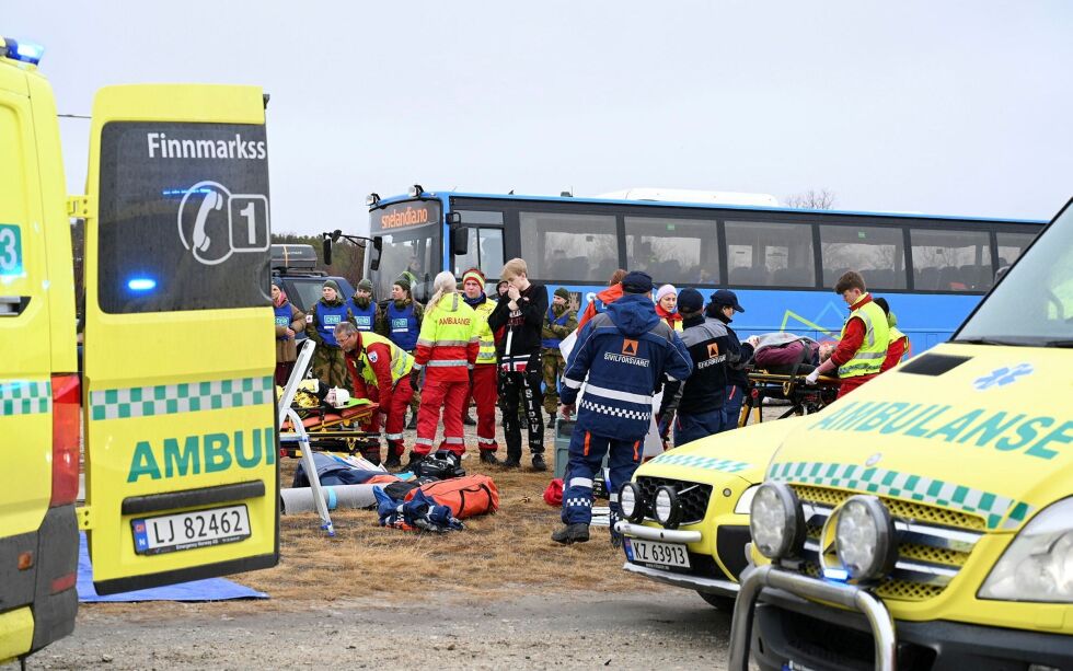 Lakselv videregående skole arrangerte onsdag den årlige katastrofeøvelsen, denne gang på Brennelvneset. FOTO: SARA OLAUSSEN STENSVOLD