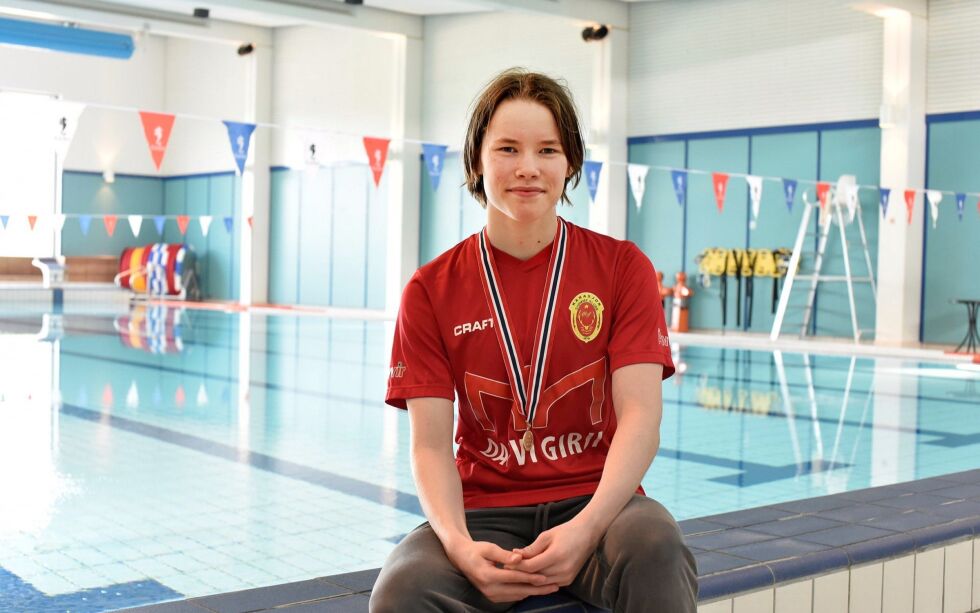 For Sandra Maria Balto (14) har svømmingen blitt en livsstil. Nå gleder hun seg til å representere Norge under Nordisk mesterskap i Tallinn i juli.
 Foto: Irene Andersen