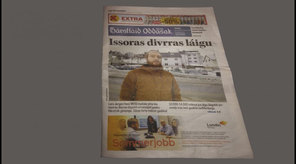 Til og med navnet på avisen var samisk da Harstad Tidende markerte samenes nasjonaldag.
 Foto: Faksimile Harstad Tidende 6. februar 2018