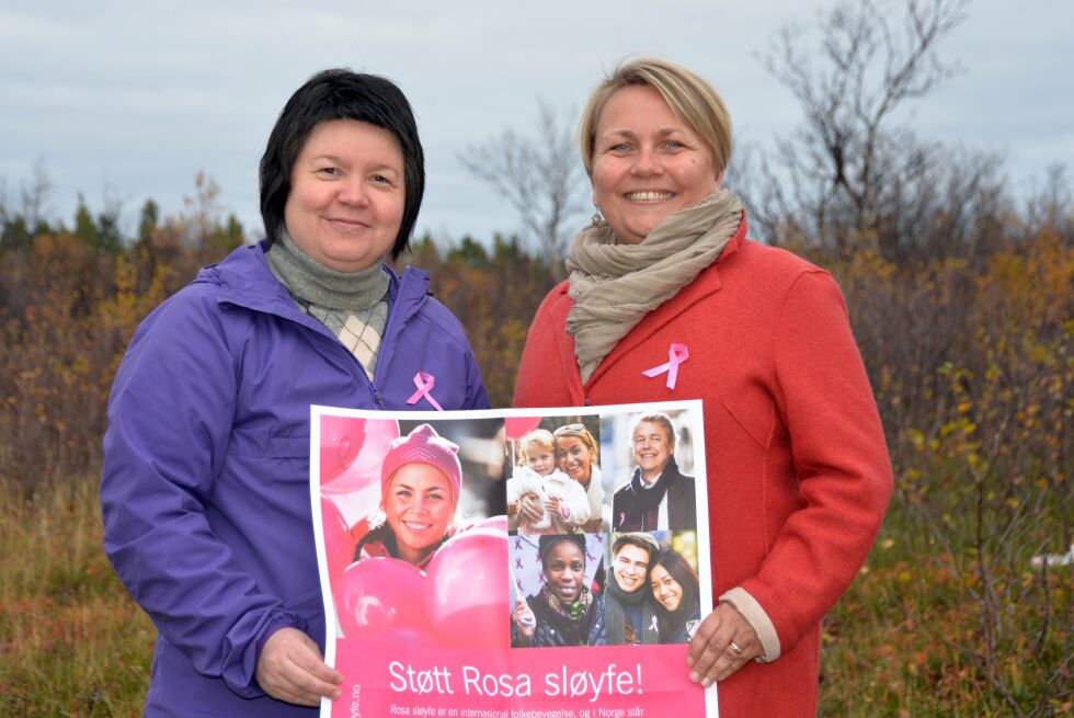 Arrangør Ann-Karin Steinli (til venstre) og ordfører Aina Borch (Ap) håper på stor oppslutning om den rosa turmarsjen lørdag, til støtte for brystkreftrammede,
 Foto: Sonja E. Andersen