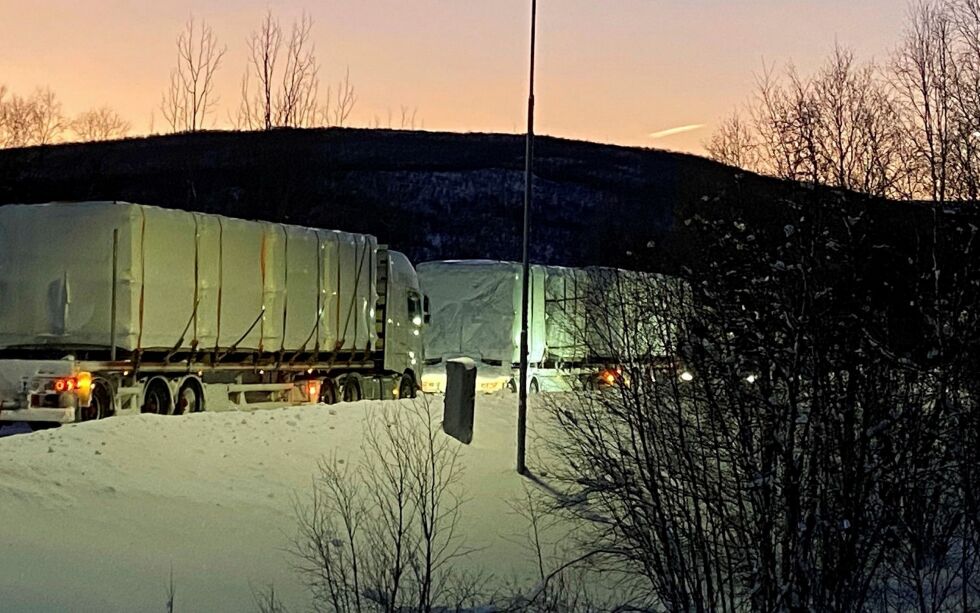 To utenlandske transportører, fra samme firma, måtte hente hjelp fra norske transportører for å komme videre med lasten.
FOTO: STATENS VEGVESEN