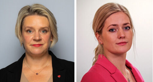 Arbeids- og inkluderingsminister Marte Mjøs Persen (Ap) og Justis- og beredskapsminister Emilie Enger Mehl (Sp)
 Foto: Presse