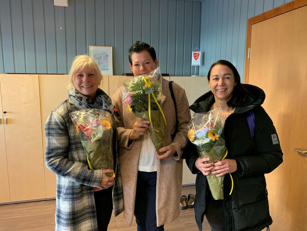 Trudy Engen, Elin Adolfsen og Rakel Hagen Olsen, de tre faste kvinnelige kommunestyrerepresentantene fra Nordkapp SV.
Privat foto