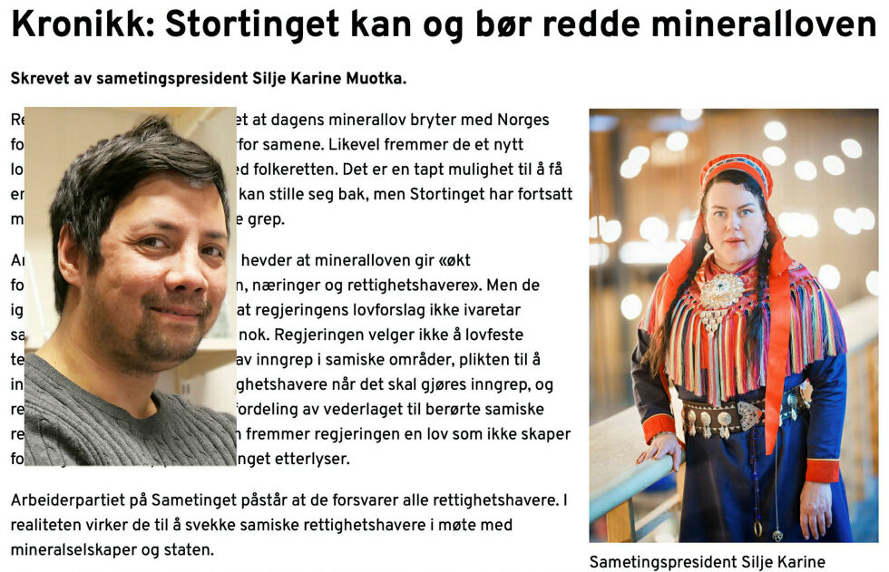 Ap sin gruppesekretær John Henrik Guttorm refser Sametinget.
 Foto: Stein Torger Svala/faksimile