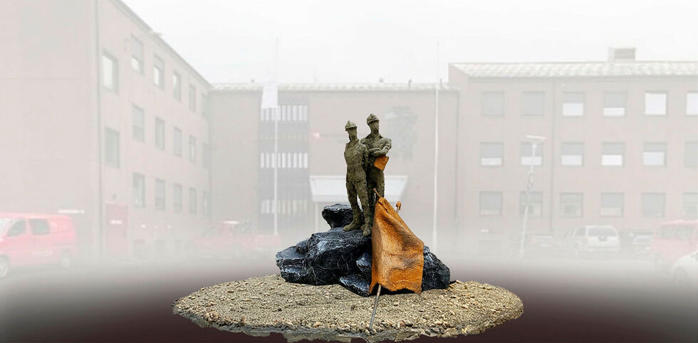 Med visse justeringer vil minnesmerket se slik ut når det er ferdig fra den utvalgte kunstneren Birthe Marie Løveids hånd.
 Foto: Montasje:Birthe Marie Løveid