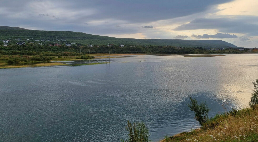 Springflo inn­trer når tide­vanns­kref­tene fra månen og sola virker mest mulig sam­men, og da kan landskapet endre seg – slik som helt nederst i Jakobselva.
 Foto: Torbjørn Ittelin