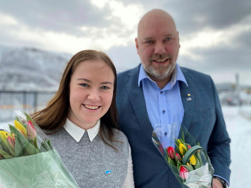 Hans-Jacob Bønå fra Vadsø og Hege Bjørkmann fra Alta har første og andreplass på fylkestingsvalglista for Høyre i Finnmark
Foto: Troms og Finnmark Høyre