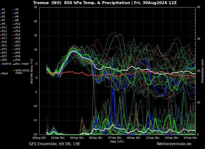 Temperaturprognoser for kommende dager
 Foto: Wetterzentrale.de (skjermdump)