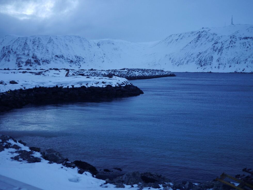 Her; innenfor Klubbmoloen, skal den nye sjarkhavna etableres.
 Foto: Geir Johansen
