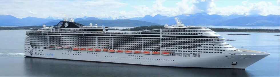 23. mai har MSC «Preziosa» årets første anløp i Honningsvåg. Skipet; som er det største som noensinne har anløpt Honningsvåg, vil anløpe til sammen åtte ganger i år.
 Foto: MSC