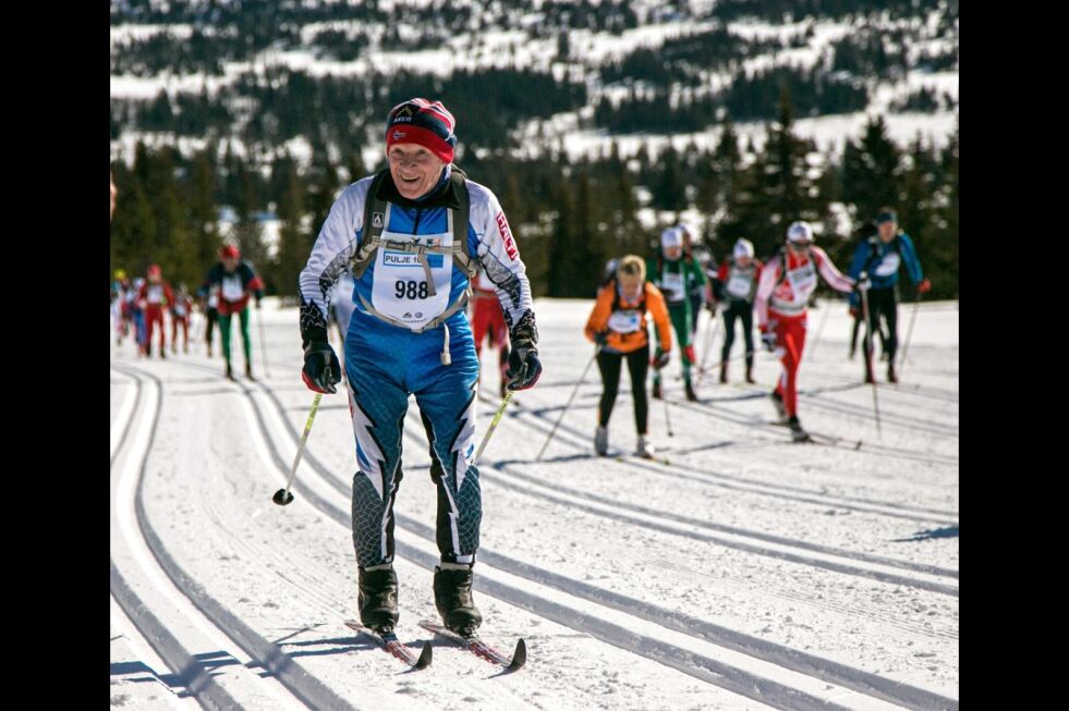 Anders Porsanger har gått Birkebeinerrennet med hjerteflimmer i mange år. Det ble annenplass i årets renn på Tana-veteranen.
 Foto: Svein Halvor Moe