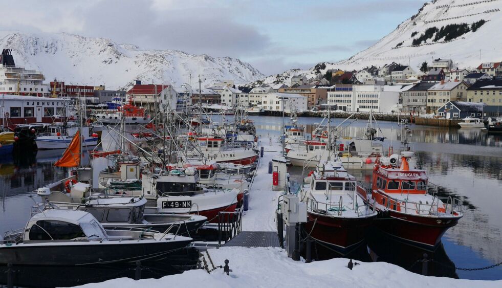 I Nordkapp var arbeidsledigheten 7. april på 12,9 prosent. Ledigheten er også svært høy i Gamvik, Berlevåg og Vardø, og de fire kystkommunene i Finnmark er blant de 20 kommunene med aller høyest ledighet i landet. Foto fra indre havn i Honningsvåg.