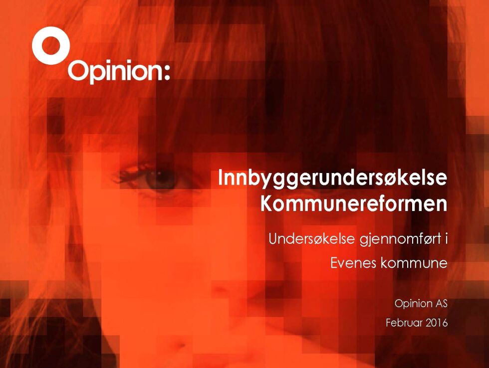 Rapporten fra innbyggerundersøkelsen ble offentliggjort straks resultatet forelå.
 Foto: Opinion