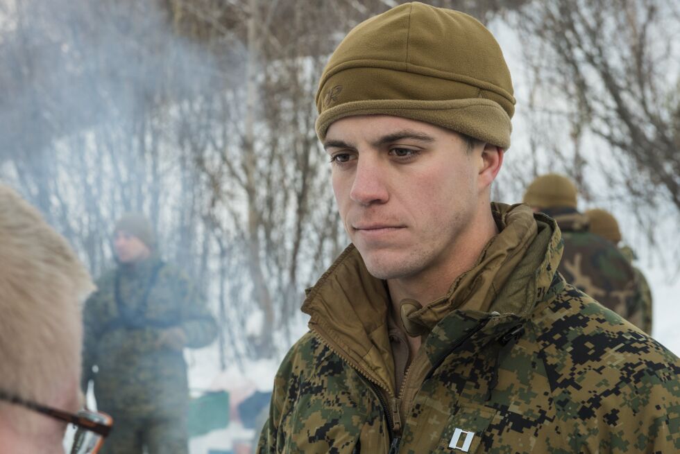 Kaptein Robert Mortenson er sjef for den amerikanske infanteribataljonen som nå trener i Porsanger.
 Foto: Marius Thorsen