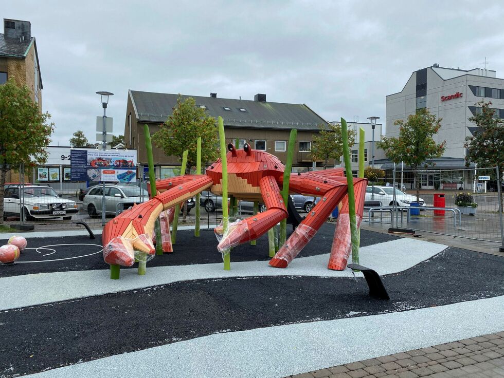 Lekestativet forma som ei gedigen kongekrabbe blir offisielt åpna på lørdag. Foto: Hallgeir Henriksen
 Foto: Hallgeir Henriksen