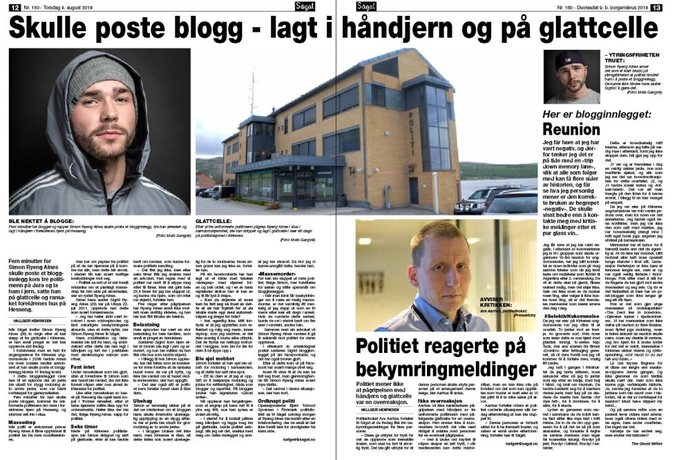 Faren tar et voldsomt oppgjør med politiet i dette leserinnlegget. Faksimile fra Ságat artikkel om saken.
 Foto: Faksimile