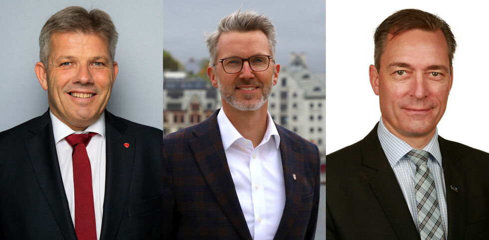De kommer alle til konferansen i Honningsvåg. Fra venstre fiskeri- og havminister Bjørnar Skjæran, kystdirektør Einar Vik Arset og fiskeridirektør Frank Bakke-Jensen.
 Foto: Kystverket