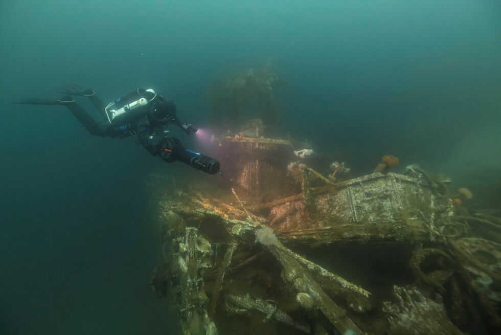 MK Varen som sank i 1986, ser slik ut i dag på havets bunn.
 Foto: Sami Pakkarinen