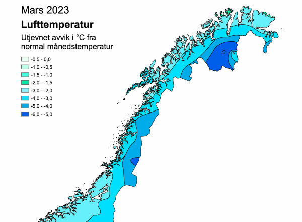 Svært kaldt i mars