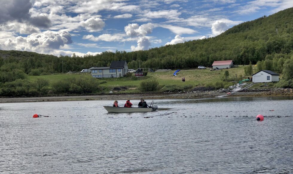 Sjølaksefisket stod på timeplanen i forrige uke for elever på Tårnet skole. Her sjekker de nota.
 Foto: Privat