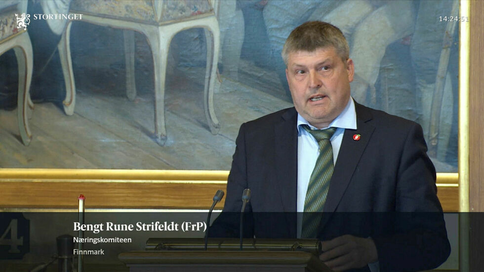 Bengt Rune Strifeldt, stortingsrepresentant for FrP i Finnmark.
 Foto: Skjermbilde fra stortinget